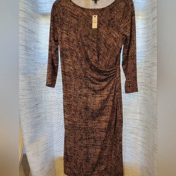 Talbots Size Medium 3/4 length‎ Sleeve Brown Black Dress NWT - Picture 11 of 11